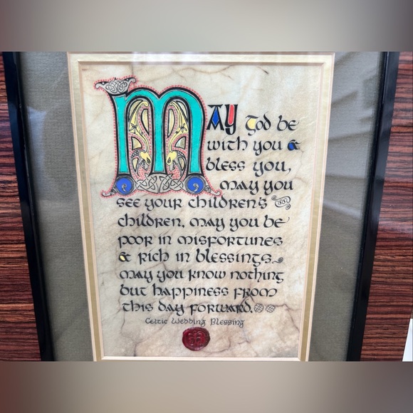 Celtic Wedding Blessing Frame Art Deco Wall Print Home Decor Medieval Manuscript - Picture 2 of 16